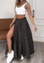 Summer Women's Sleeveless Solid Color Slit Two-Piece Skirt Set