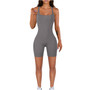 Fashionable Summer Women's Solid Color Hollow Halter Neck Sexy Slim Low Back One-Piece Sports Romper