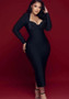 Sexy V-Neck Long-Sleeved Bandage Dress Bodycon Diamond-Encrusted Stretch Formal Party Dress