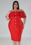 Plus Size Women Summer Off Shoulder Ruffles Dress