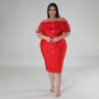 Plus Size Women Summer Off Shoulder Ruffles Dress