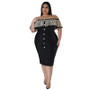 Plus Size Women Summer Off Shoulder Ruffles Dress