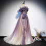 Purple Evening Dress Summer Women Off Shoulder Elegant Chic Long Cantata Dress