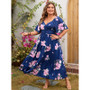 Plus Size Floral V-Neck Loose Dress