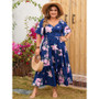 Plus Size Floral V-Neck Loose Dress