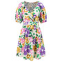 Women's Summer Printed V-Neck Lantern Sleeve Short Dress