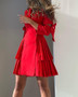 Women's Casual Loose Professional Side Pleated  Turndown Collar Career Dress