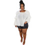 Plus Size Women Sexy Round Neck Puff Sleeve Top