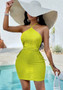 Summer Women Solid Halter Neck Bodycon Dress