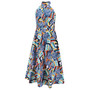 Women Sexy Stand Collar Sleeveless Printed Maxi Dress