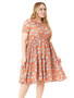 Plus Size Women Summer Round Neck Short Sleeve Printed Dress