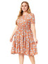 Plus Size Women Summer Round Neck Short Sleeve Printed Dress