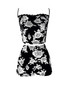 Women Lace Printed Suspender Top and Mini Skirt Two-piece Set