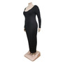 Plus Size Women Sexy Solid V-Neck Dress