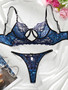 Women contrasting color lace hollow Sexy Lingerie two-piece set