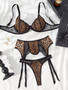 Women lace patchwork sexy leopard print Sexy LingerieSet