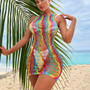 Women Sexy Colorful Striped Beach Bikini Dress