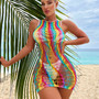 Women Sexy Colorful Striped Beach Bikini Dress