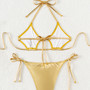 Women Gold Bikini Sexy Lace-Up Swimsuit Two Pieces