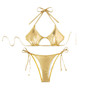 Women Gold Bikini Sexy Lace-Up Swimsuit Two Pieces