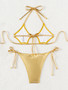 Women Gold Bikini Sexy Lace-Up Swimsuit Two Pieces