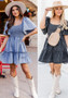 Spring Summer Short-Sleeved Loose Denim Dress