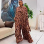 Sexy Printed Shawl Sleeveless Top Wide-Leg Loose Pants Two-Piece Set