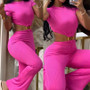 Spring Autumn Women's Sexy Round Neck Low Back Slim Butt Lift Solid Color Jumpsuit Sportswear