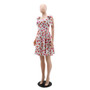 Cherry Print Strap Square Neck Casual Short Dress