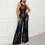 Chic Sequins Sleeveless Wide Leg Pants Sleeveless Pullover Fashion Jumpsuit