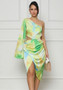 Women Spring/Summer Printed One-Sleeve Casual Maxi Dress