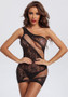 Women Slash Shoulder Bodycon Mesh Skirt Sexy Lingerie