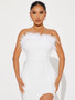 White Feather Strapless Sequin Low Back Women's Party Dress