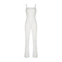 Women's Fashion Casual Slit Jumpsuit Solid Color Square Neck Hollow Tie Slim One-Piece Pants
