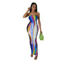 Women's  Print Strapless Nightclub Long Dress