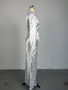 Women 's Spring V-Neck Printed High Waist Long Bodycon Dress