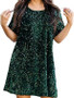 Women 's Sequin Half Sleeve Round Neck Ruffle Loose Formal Party Dress