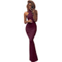 Women 's Halter Neck Back Slit Slim Long Dress