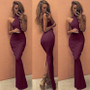 Women 's Halter Neck Back Slit Slim Long Dress