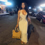 Women Hollow Knitting Backless Bodycon Beach Beach Maxi Dress