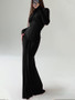 Women Spring Lace-Up Halter Neck Long Sleeve Maxi Dress