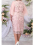Plus Size Women's Plain Lace Embroidered Chiffon Patchwork Women's Chic Bodycon Dress