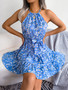 Spring/Summer Casual Ruffled Swing Floral Dress Beach Dress