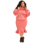 Fashion Casual Sport Mermaid Fall Winter Hoodies Skirt Set Plus Size