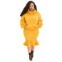 Fashion Casual Sport Mermaid Fall Winter Hoodies Skirt Set Plus Size