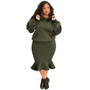 Fashion Casual Sport Mermaid Fall Winter Hoodies Skirt Set Plus Size