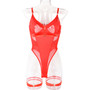 Sexy jumpsuit summer girl mesh buckle Patchwork Low Back underwear with leg ring