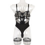 Sexy jumpsuit summer girl mesh buckle Patchwork Low Back underwear with leg ring