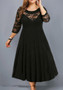 Plus Size Women lace Patchwork 3/4 Sleeve Dress