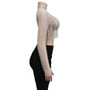 Women Solid mesh Beaded Beaded Long Sleeve Top